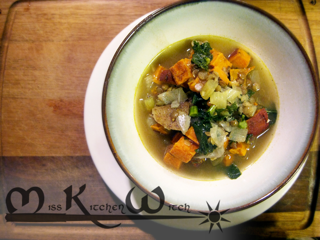 Lentil Soup with Roasted Sweet Potatoes