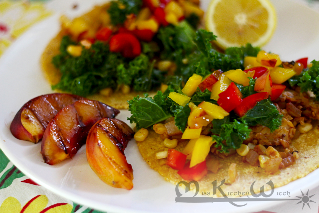 Grilled Peach & Ginger Tempeh Tacos