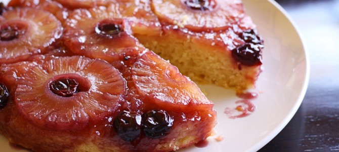 Retro Vegan Pineapple Upside-down Cake with Spiced Rum